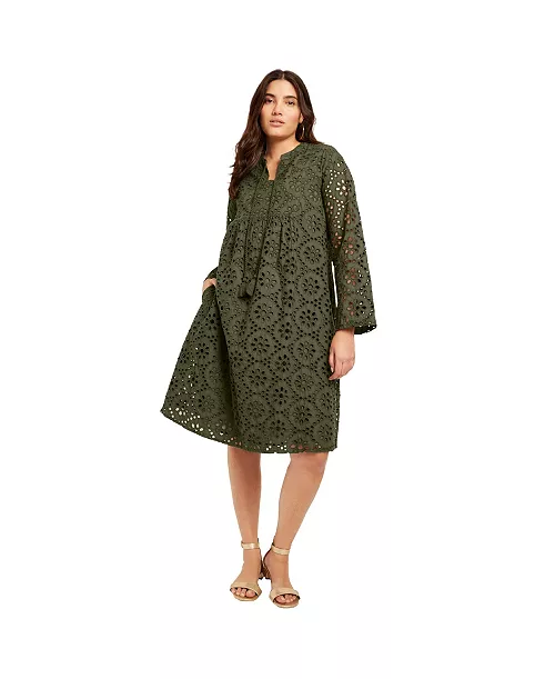 women's june + vie eyelet boardwalk shirtdress
