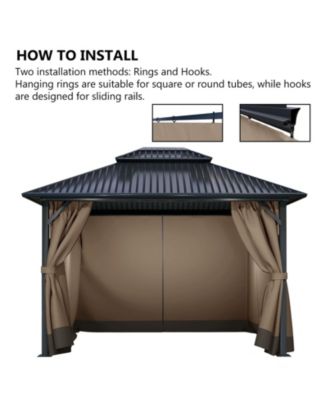 Gazebo Curtain Replacement-Universal 4-Panel Sidewalls 10'x13',Patio Privacy Curtains with Double Zipper,UV Resistant,Perfect for Outdoor Canopy,Garden,Backyard (Curtain Only) Brown and Coffee