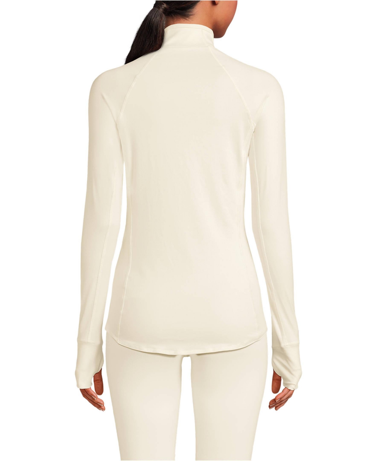 Lands' End Women's Baselayer Cozy Thermaskin Quarter Zip Top