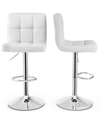 Armless PU Leather Bar Stool with Adjustable Height and Swivel Seat