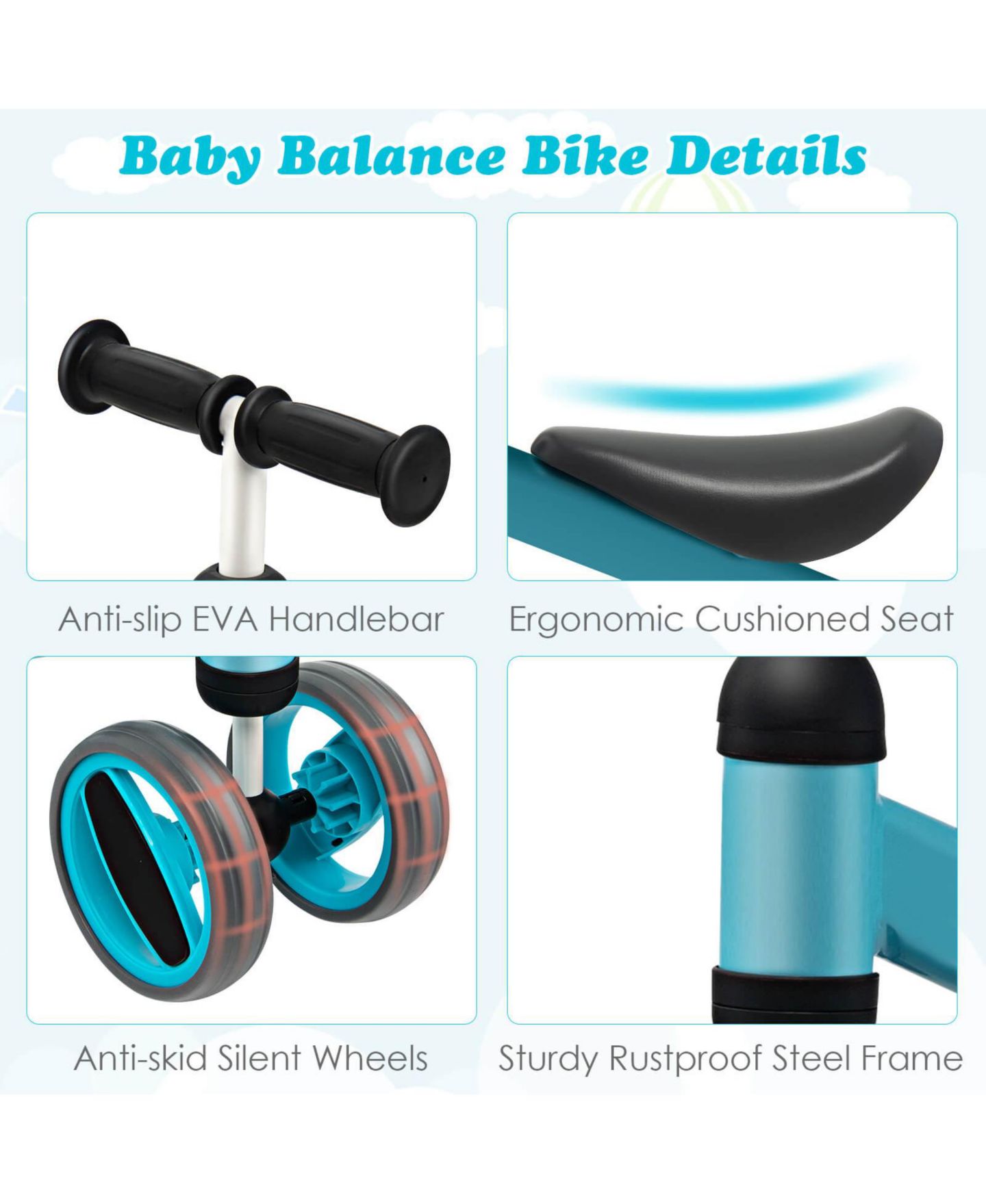 Детская игрушка SUGIFT 4-Wheel Lightweight Balance Bike, Ages 1+ — фото 4