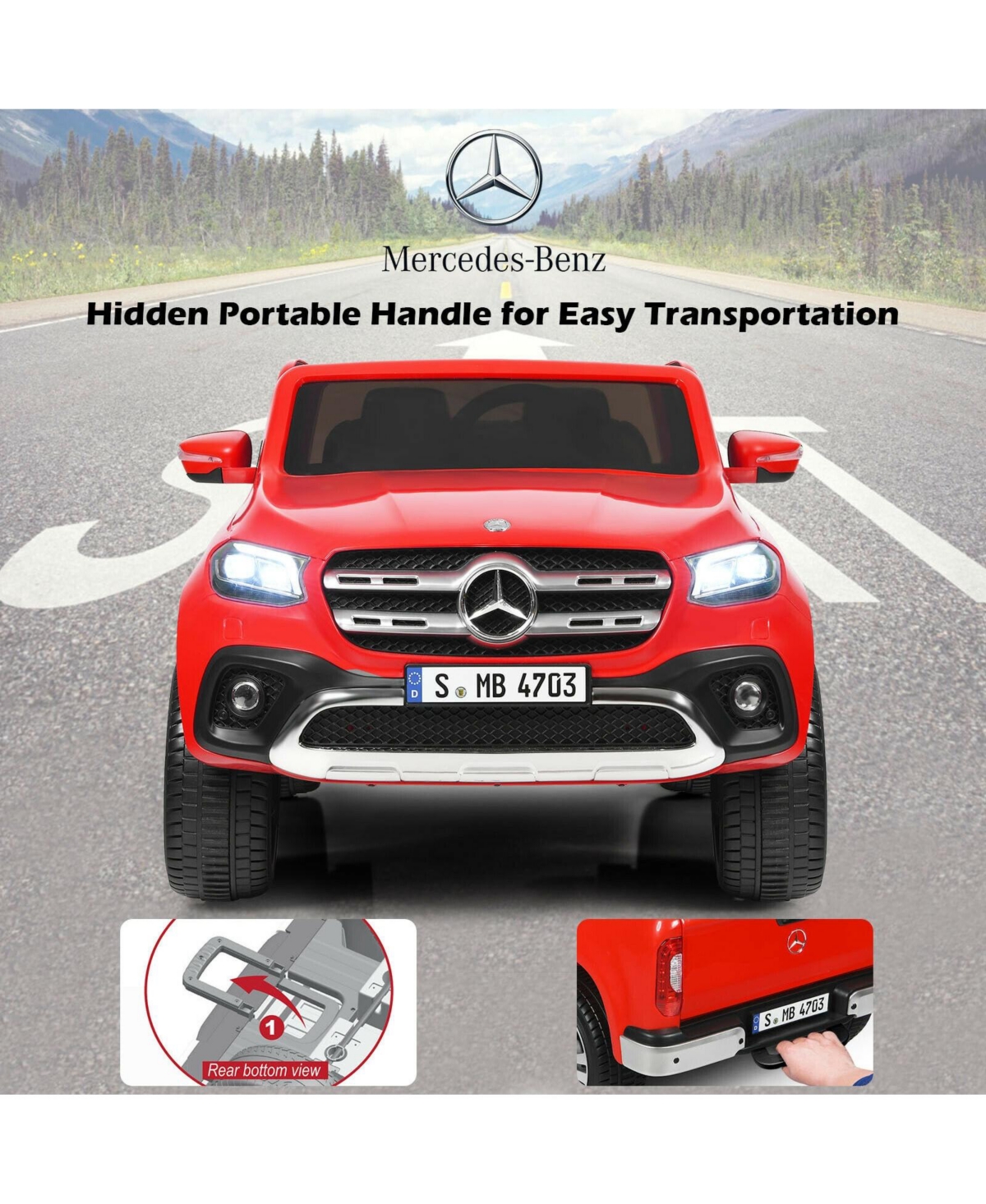 12V 2-Seater Kids Ride On Car Licensed Mercedes Benz X Class Rc with Trunk