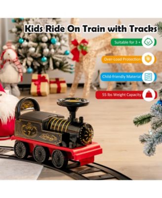6V Electric Kids Ride On Train Motorized Train Toy w/ Track & 6 Wheels Green