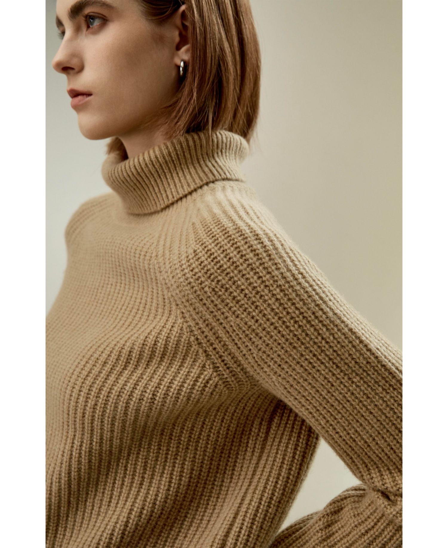 Women's Textured Turtleneck Cashmere Sweater