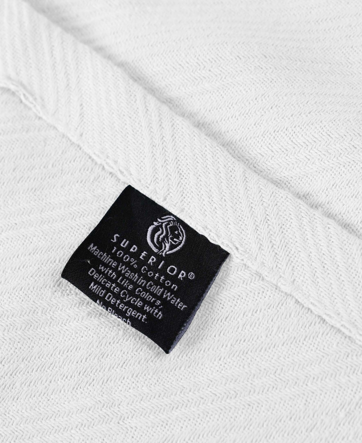 Superior Milan Cotton Jacquard Dobby Weave Textured Striped Lightweight Woven Blanket, Twin In White