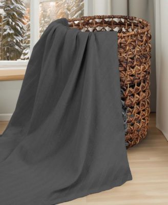 Milan Cotton Jacquard Dobby Weave Textured Striped Lightweight Woven Throw, 50" x 60"