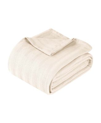 Clara Cotton Textured Striped Lightweight Woven Blanket, California King