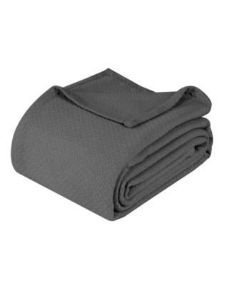 Nobel Cotton Jacquard Dobby Weave Textured Chevron Lightweight Woven Blanket, King