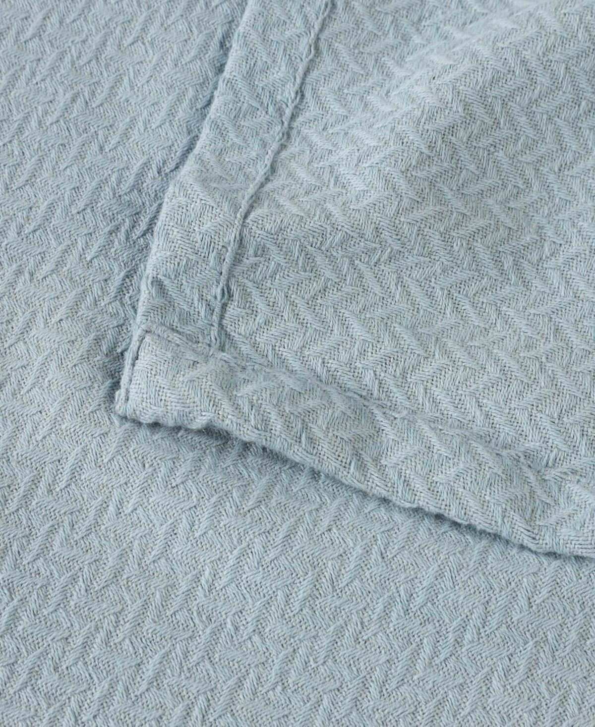 Superior Nobel Cotton Jacquard Dobby Weave Textured Chevron Lightweight Woven Throw, 50" X 60" In Light Blue