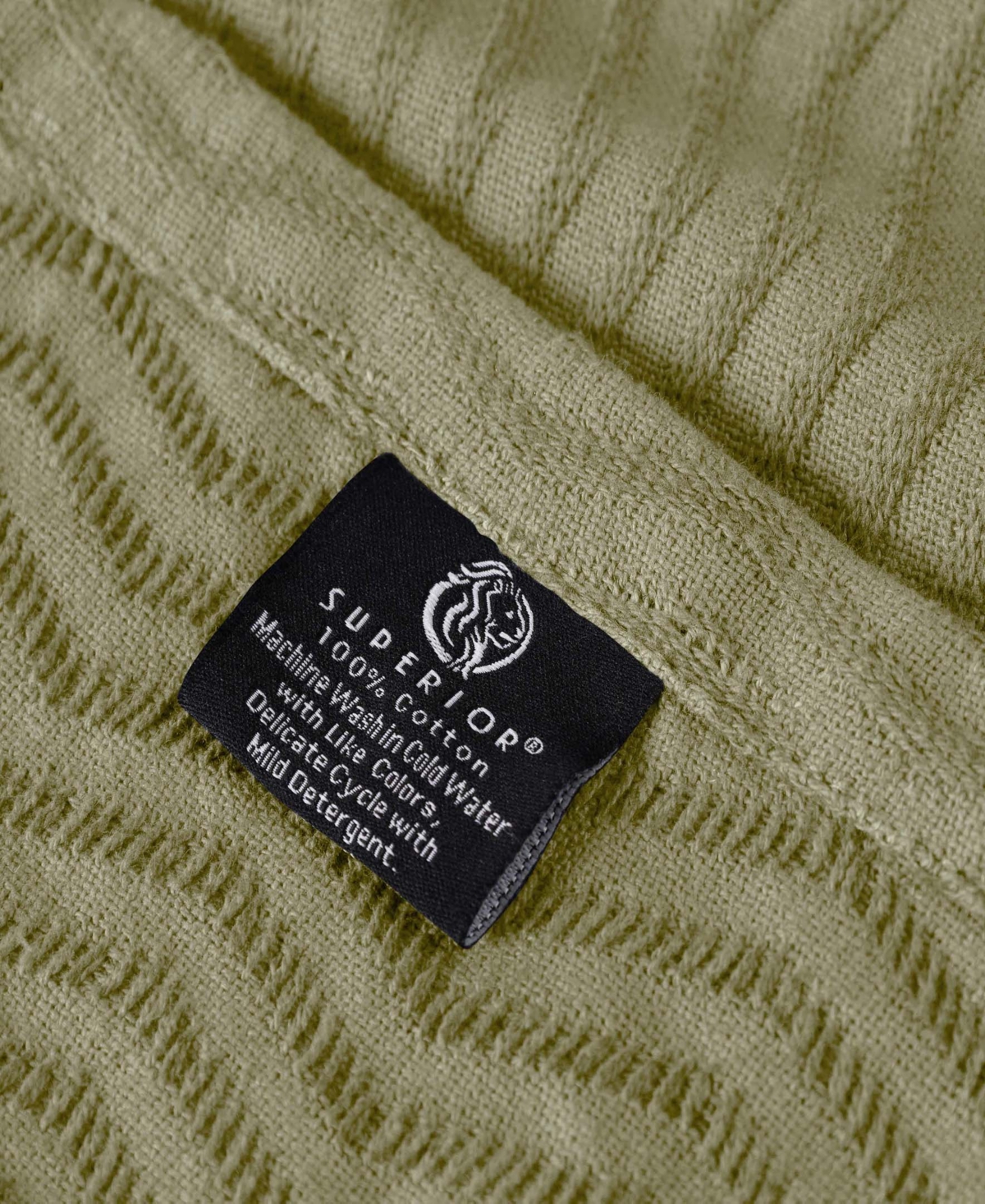 Superior Jena Cotton Textured Chevron Lightweight Woven Blanket, Twin In Sage