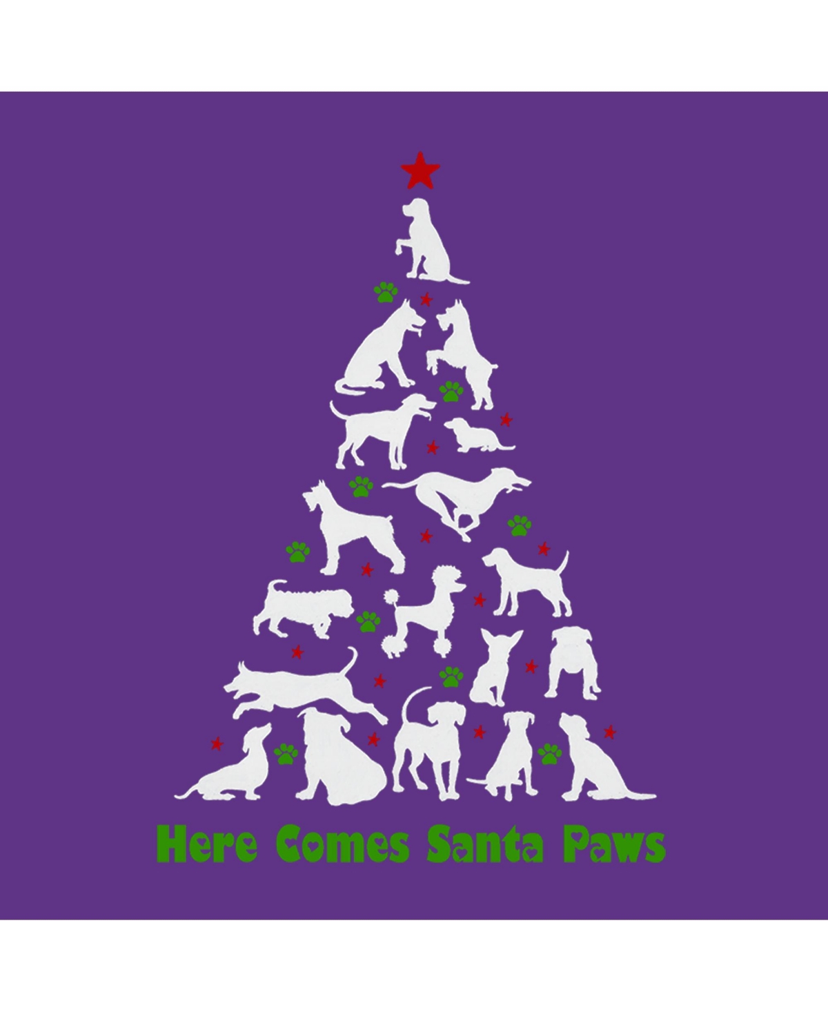 La Pop Art Girls Here Comes Santa Paws Word Art Long Sleeve T-Shirt