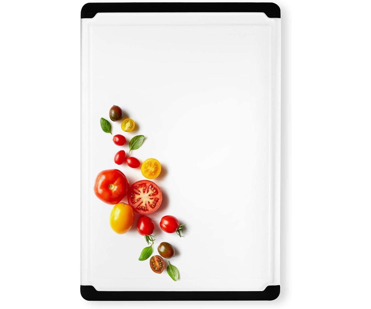 Belwares Cutting Board - Plastic Cutting Boards for Kitchen, 18 x 12 Inch with Rubber Edges, Juice Grooves, Non-Slip, Dishwasher Safe - Thick, D