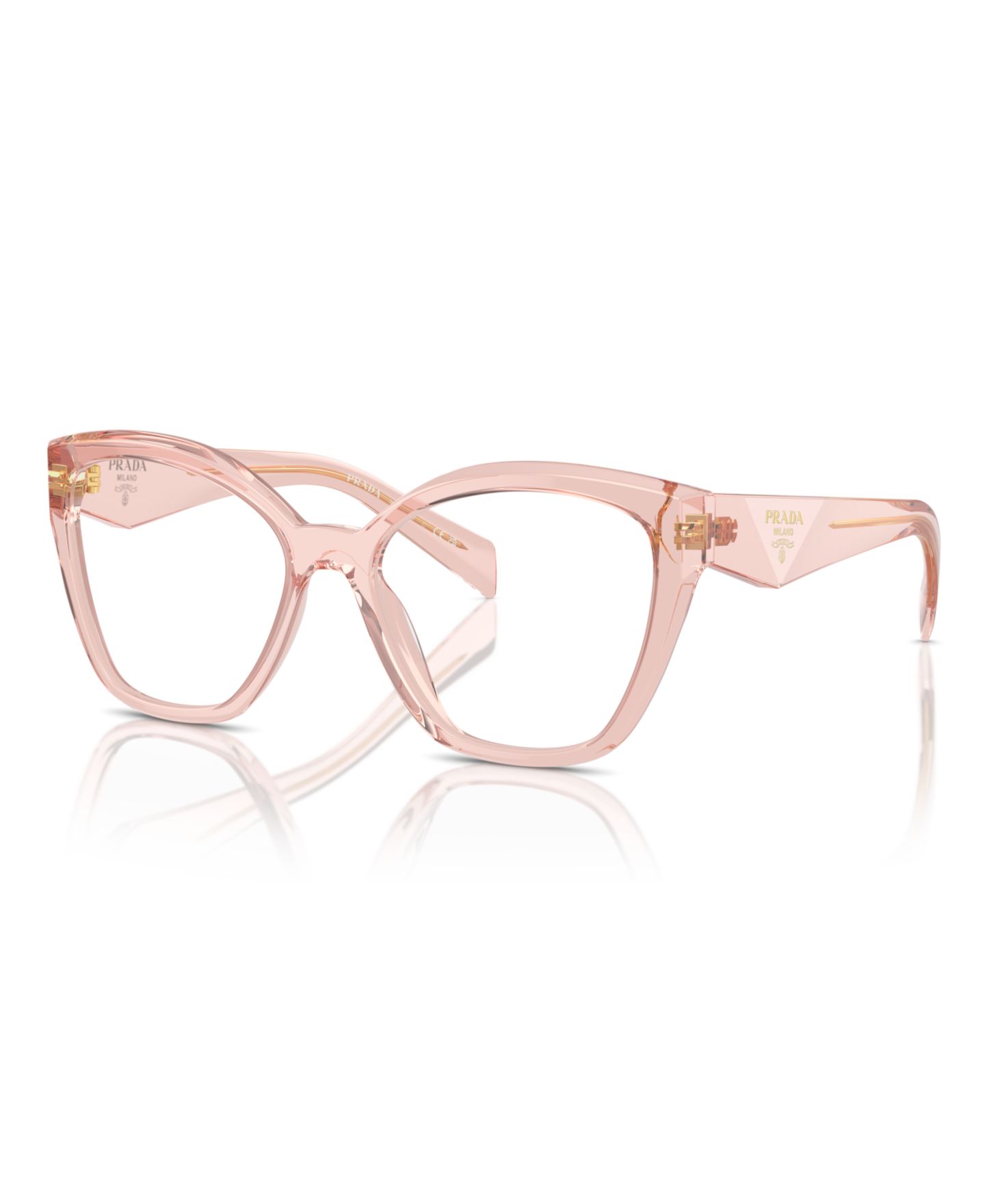Женские очки Prada Woman Irregular Plastic PR 20ZV Eyeglasses, цвет: Прозрачный персиковый — фото 1