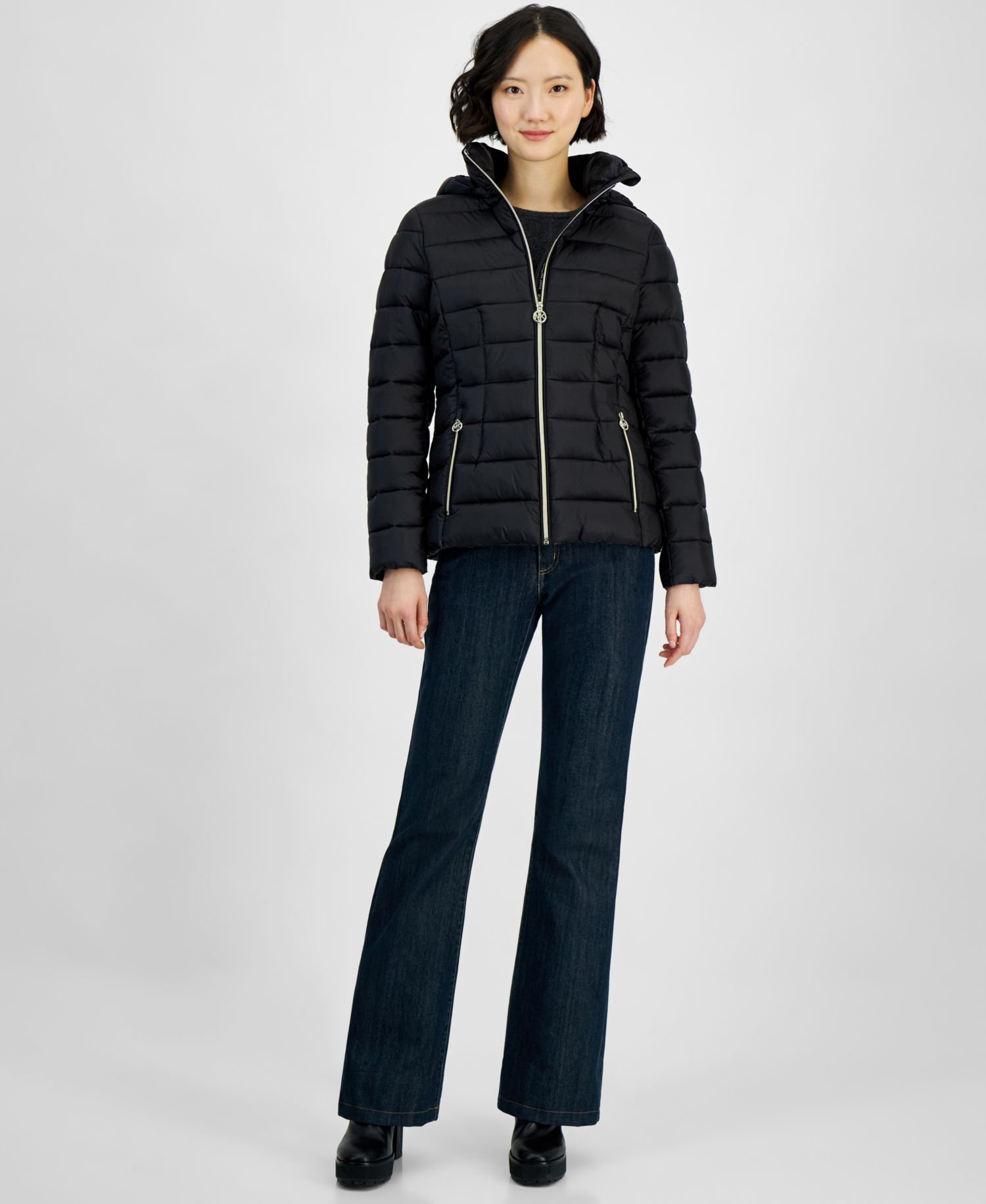 Women's Hooded Zip Packable Puffer Coat
