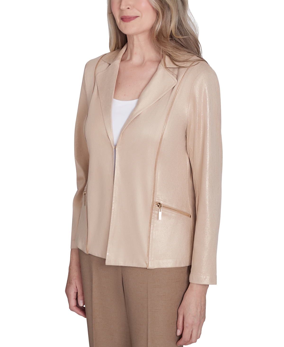 Alfred Dunner Petite Shimmer Faux-Leather Jacket