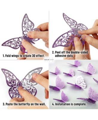 Home 12 pieces (2.95”), 12 pieces (3.35”), 24 pieces (2.95”) 3D Removable DIY Butterfly Wall Decor with 3 Wing Designs (48pcs)