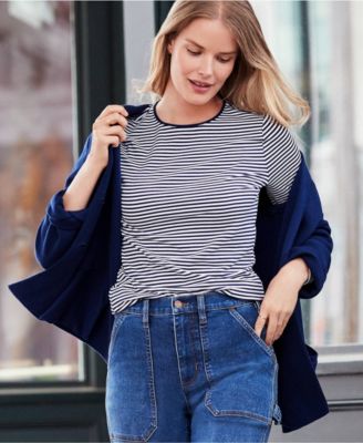 Women's Lightweight Jersey Skimming Long Sleeve Crew Neck T-shirt