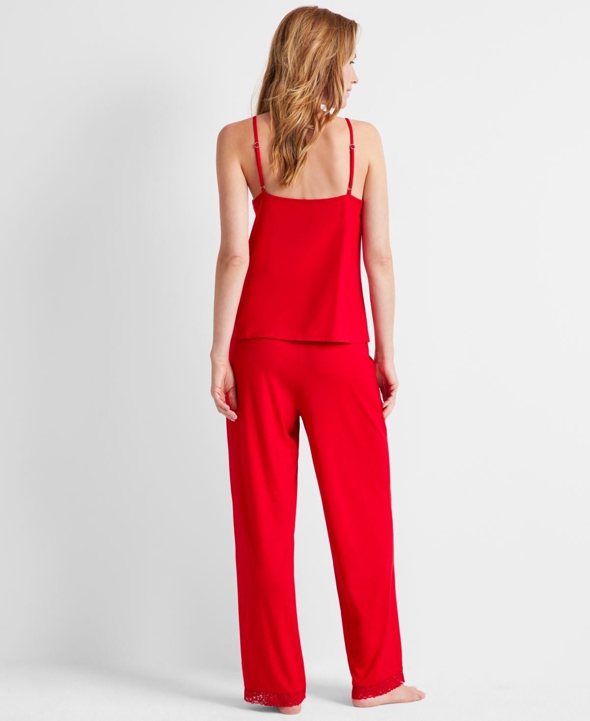 State Of Day Women's Lace-trim Camisole Pajama Set, Xs-3x, Created For Macy's In Tango Red