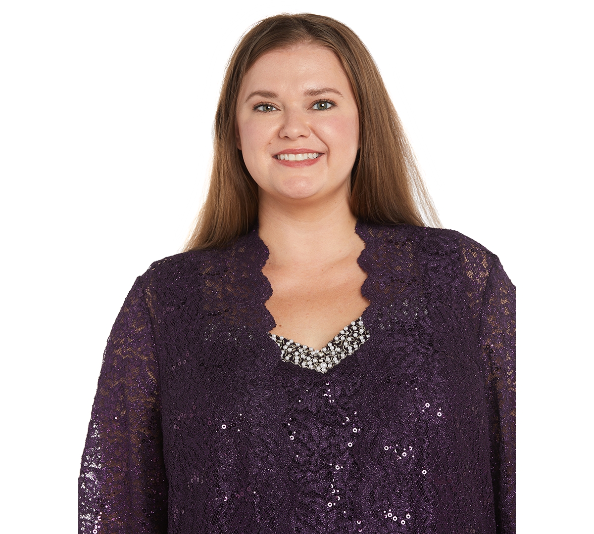 R & M Richards Plus Size Embellished Jacket, Sleeveless Top and Pants Set