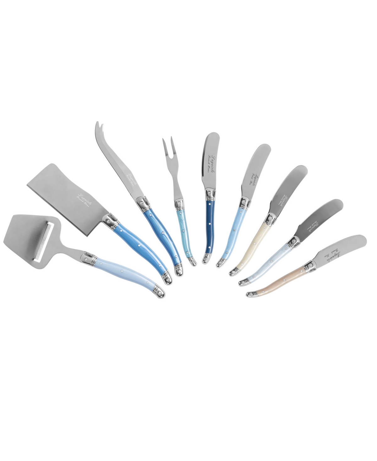 French Home 9-piece Laguiole Cheese Knife Set In Shades Of Blue