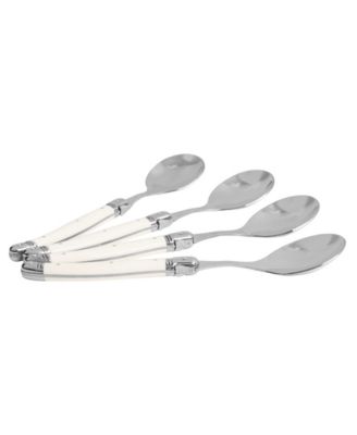 Set of 4, Laguiole Soup Spoons with Faux Ivory Handles