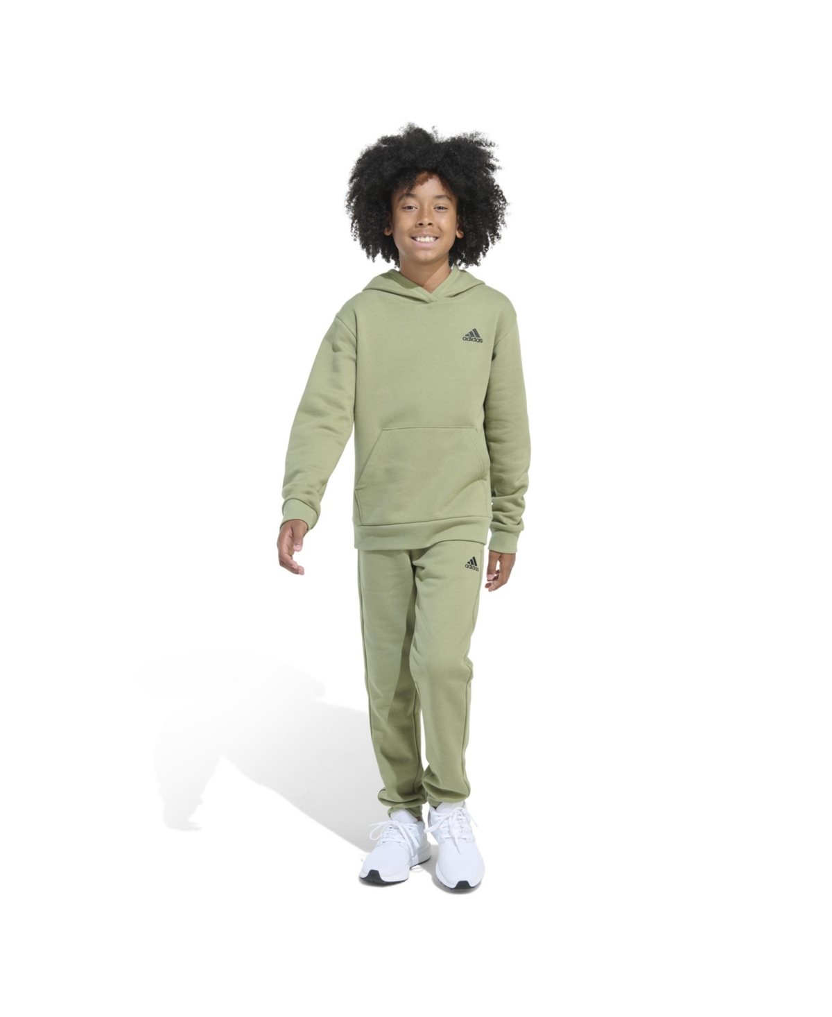 Adidas Originals Kids' Big Boys Minimal Logo Fleece Pullover, 2-piece Set In Tent Green