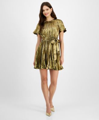 Gold fashion plisse dress