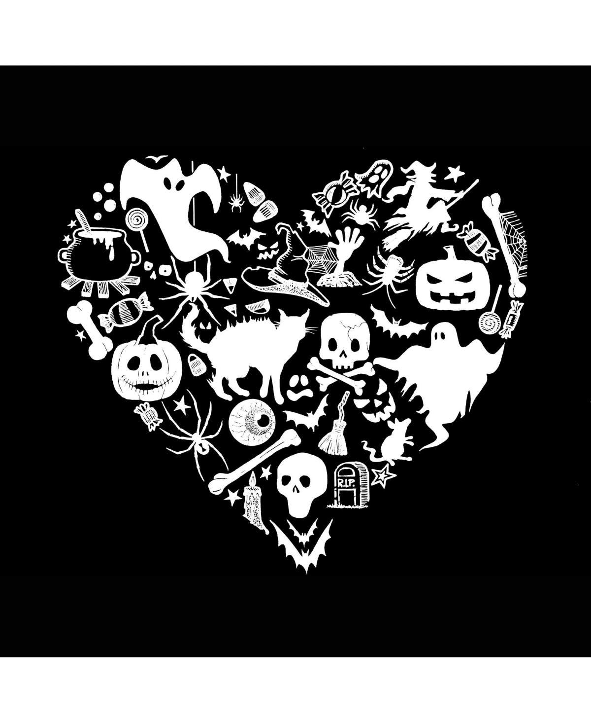 La Pop Art Girls Halloween Heart Word Art Hooded Sweatshirt