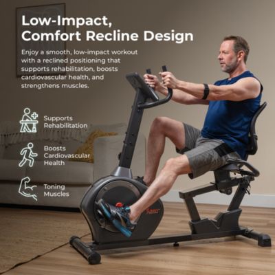 Smart Recumbent Bike Exercise Machine, 350LB Capacity, with Exclusive SunnyFit App Bluetooth Link