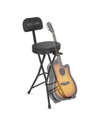 5Core Guitar Stool Adjustable Backrest Piano Chair 3.15" Padded Seat Music Stand