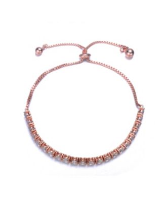 Bolo Adjustable Bracelet with Round Clear Cubic Zirconia