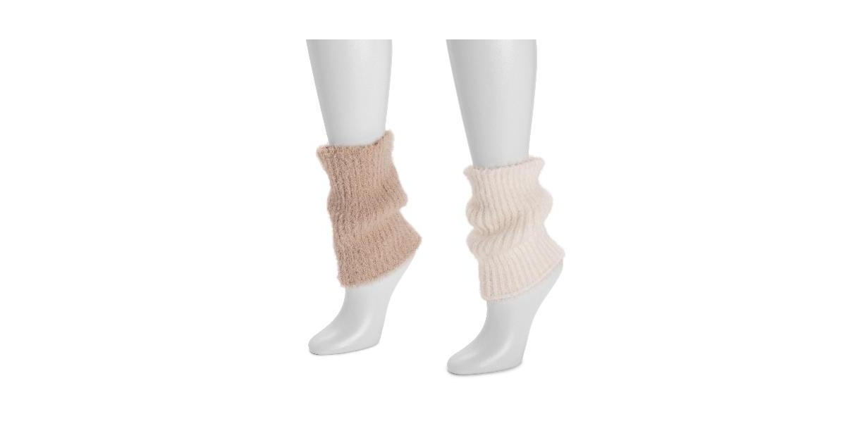 Muk Luks Women's Fuzzy Boot Warmers (2 Pair Pack) -s. Bisque