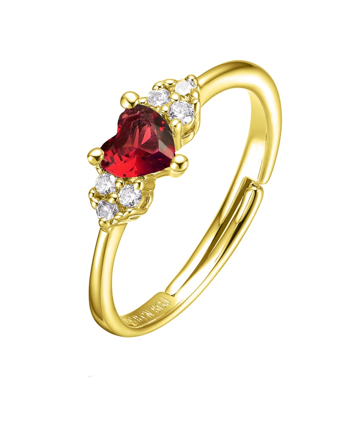Sterling Silver Heart Cubic Zirconia Cluster Promise Ring - Red