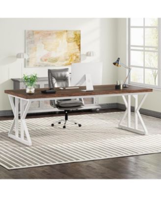 78.7-Inch Executive Desk, Large Computer Office Desk Workstation, Modern Study Writing Table Business Furniture for Home Office