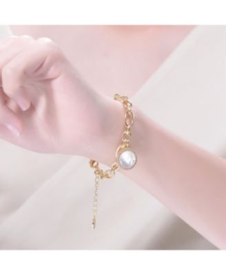 14K Gold Plated Cubic Zirconia Chain with Charm Bracelet