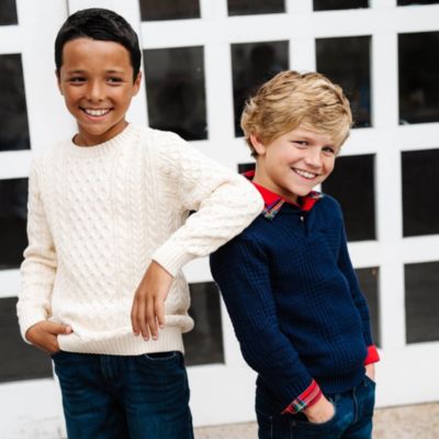 Boys Organic Long Sleeve Textured Shawl Collar Sweater