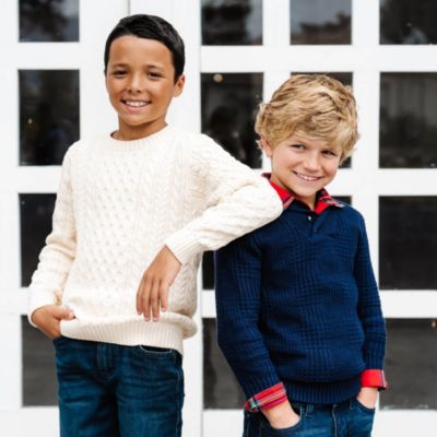 Boys Organic Long Sleeve Textured Shawl Collar Sweater