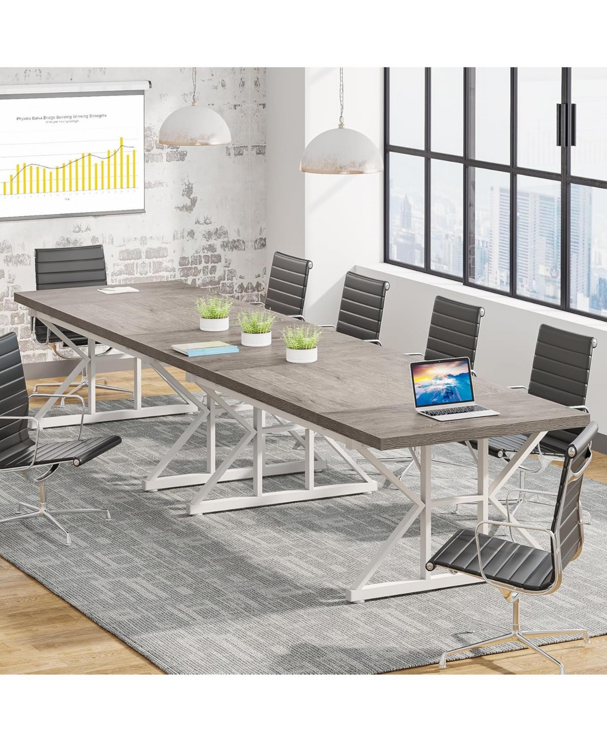 Tribesigns 6FT Conference Table, 70.86 x 31.49 W x 29.52 H Inches Rectangle Meeting Room Table, Rustic Wood Seminar Table Executive Desk for Office