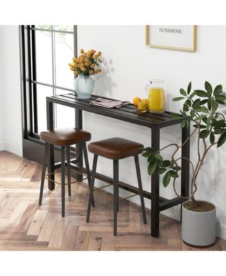 55 Inch Outdoor Bar Table with Waterproof Top and Heavy-duty Metal Frame