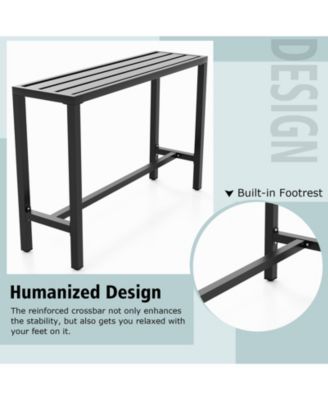 55 Inch Outdoor Bar Table with Waterproof Top and Heavy-duty Metal Frame