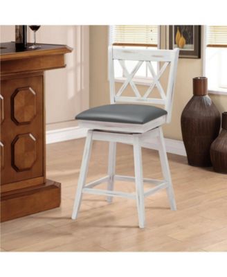 2 Pieces 25 Inch Swivel Counter Height Barstool Set with Rubber Wood Legs