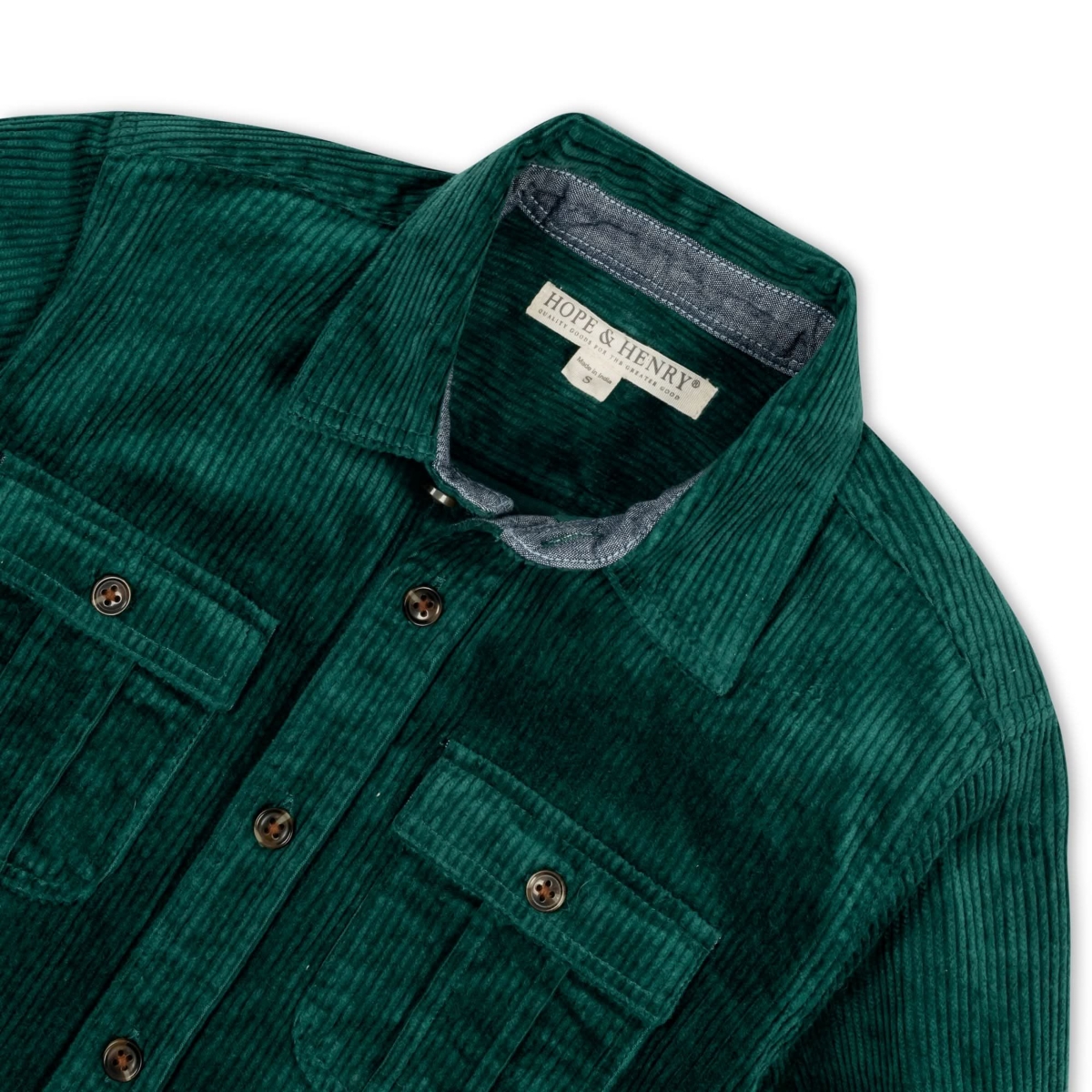 Hope & Henry Baby Boys Long Sleeve Corduroy Button Down Shirt with Flap Pockets