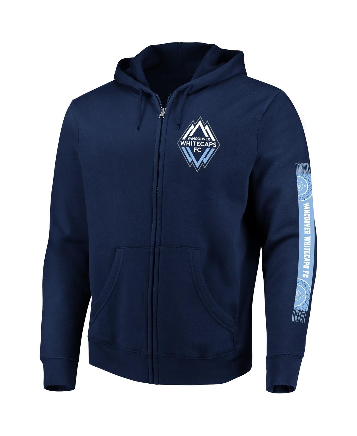 FANATICS MEN'S NAVY VANCOUVER WHITECAPS FC ICONIC SCARF SLEEVE FULL-ZIP HOODIE 