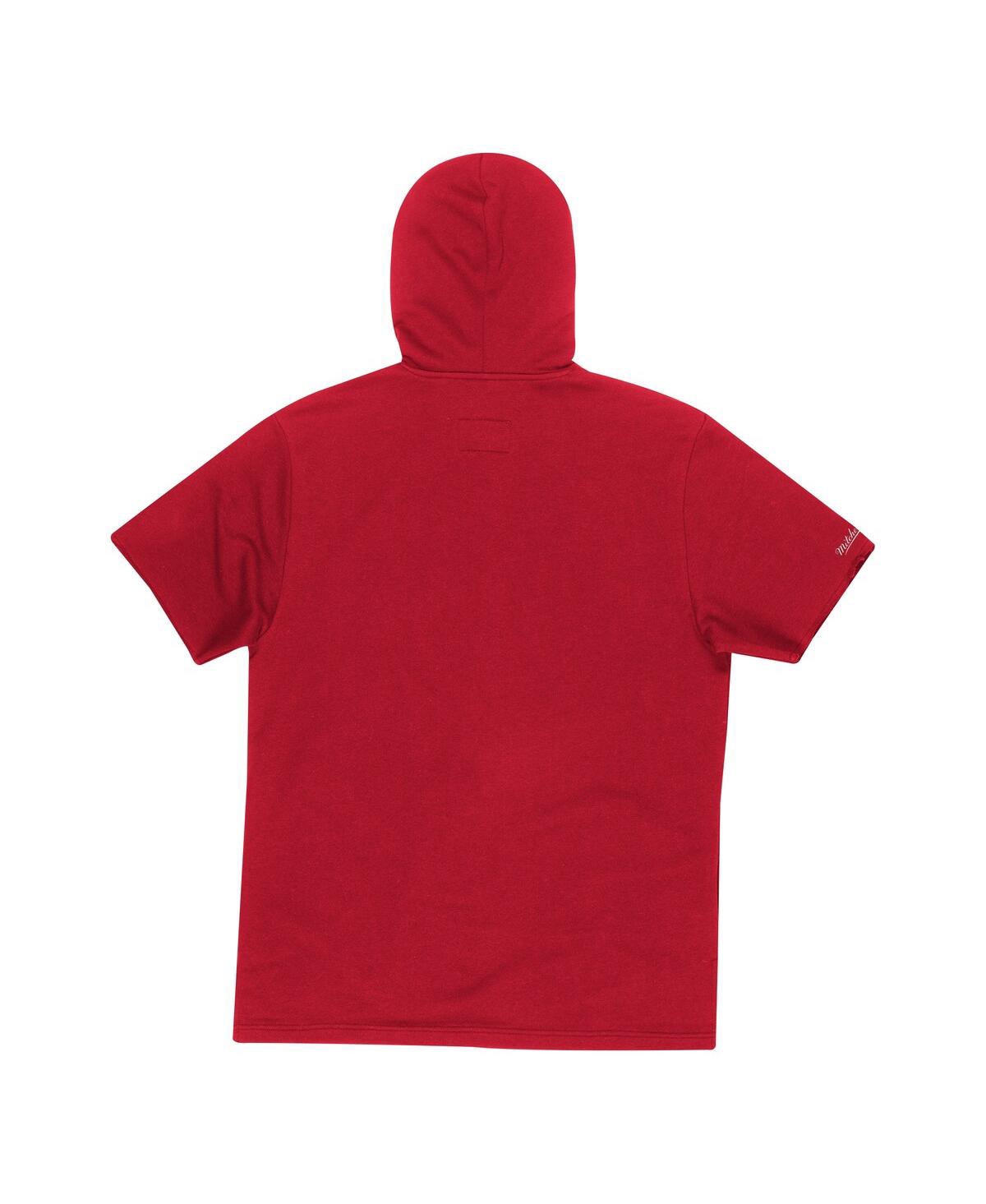 Mitchell & Ness Men'sChicago Bulls Game Day Short Sleeve Pullover Hoodie - Red