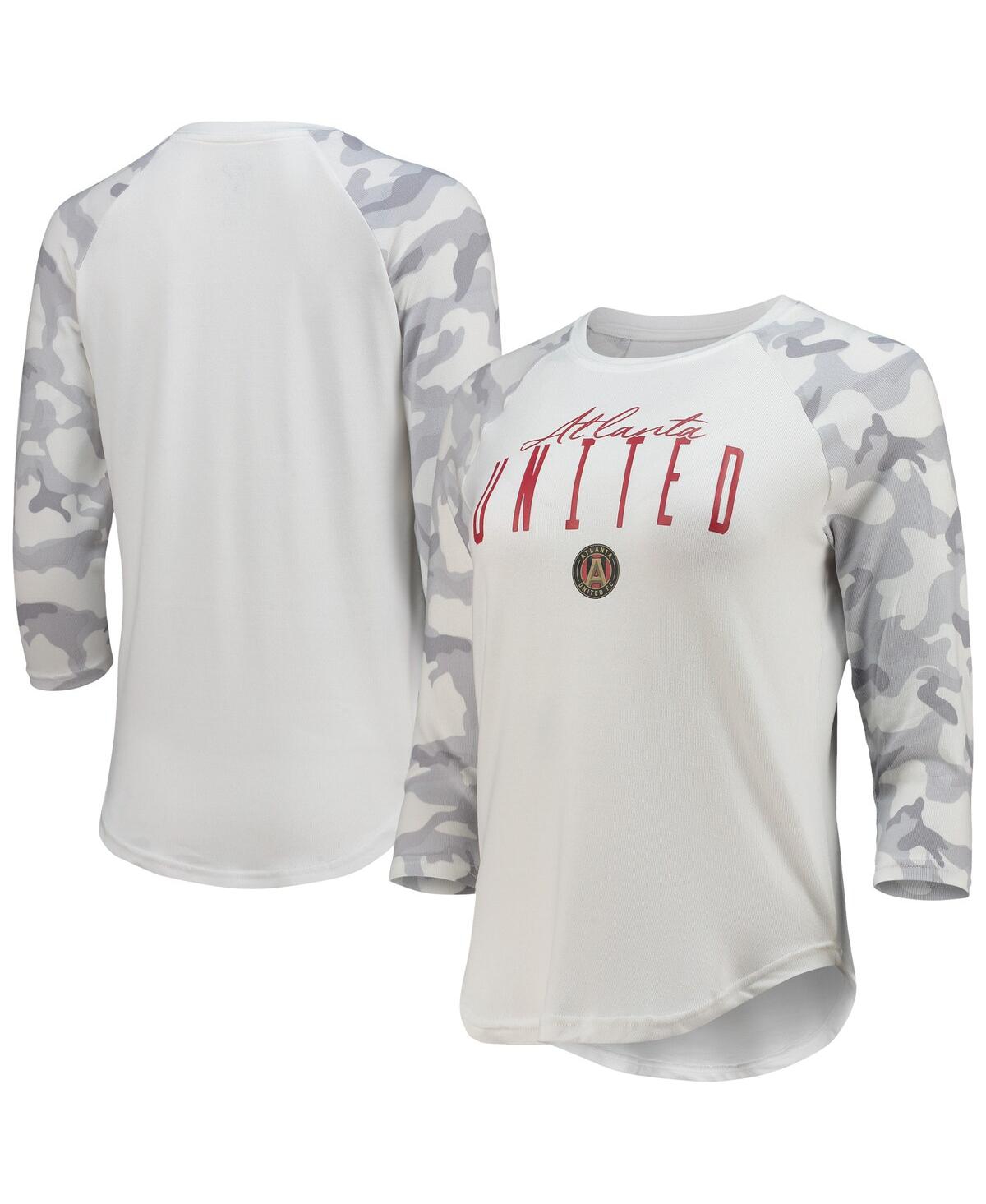 Shop Concepts Sport Women's White/gray Atlanta United Fc Composite 3/4-sleeve Raglan Top In White,gray