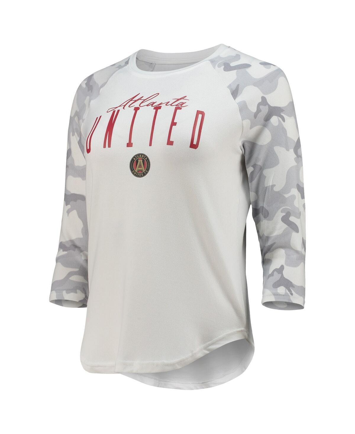 Shop Concepts Sport Women's White/gray Atlanta United Fc Composite 3/4-sleeve Raglan Top In White,gray