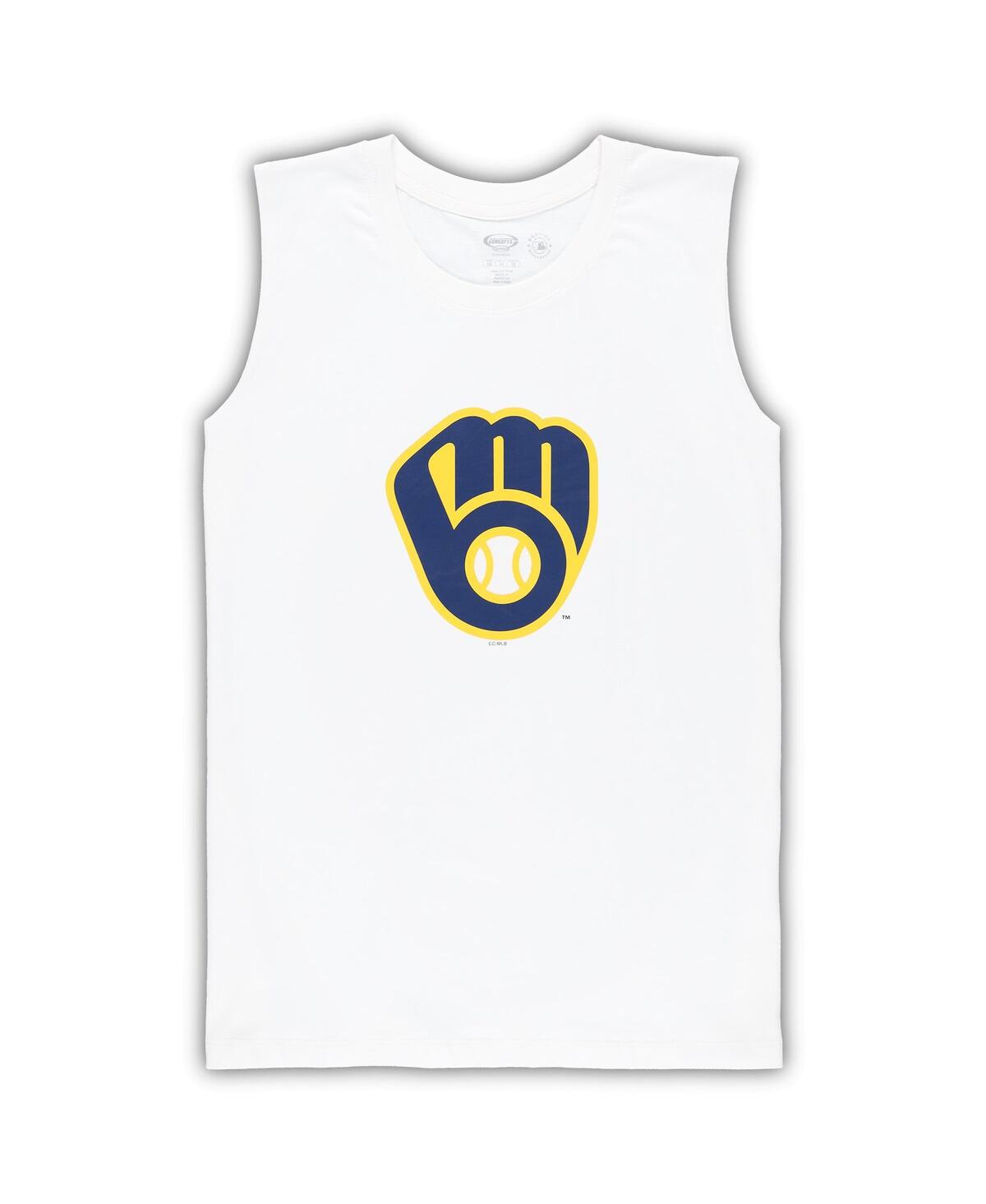 Concepts Sport Women's White/navy Milwaukee Brewers Plus Size Tank Top Shorts Sleep Set In White,navy