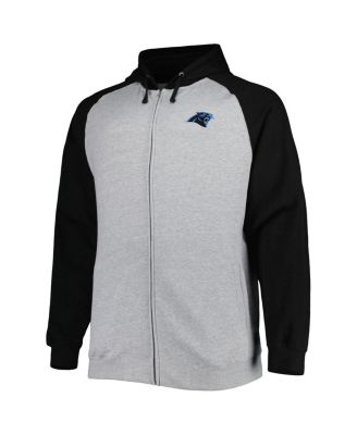 Men's Heather Gray Carolina Panthers Big Tall Fleece Raglan Full-Zip Hoodie Jacket