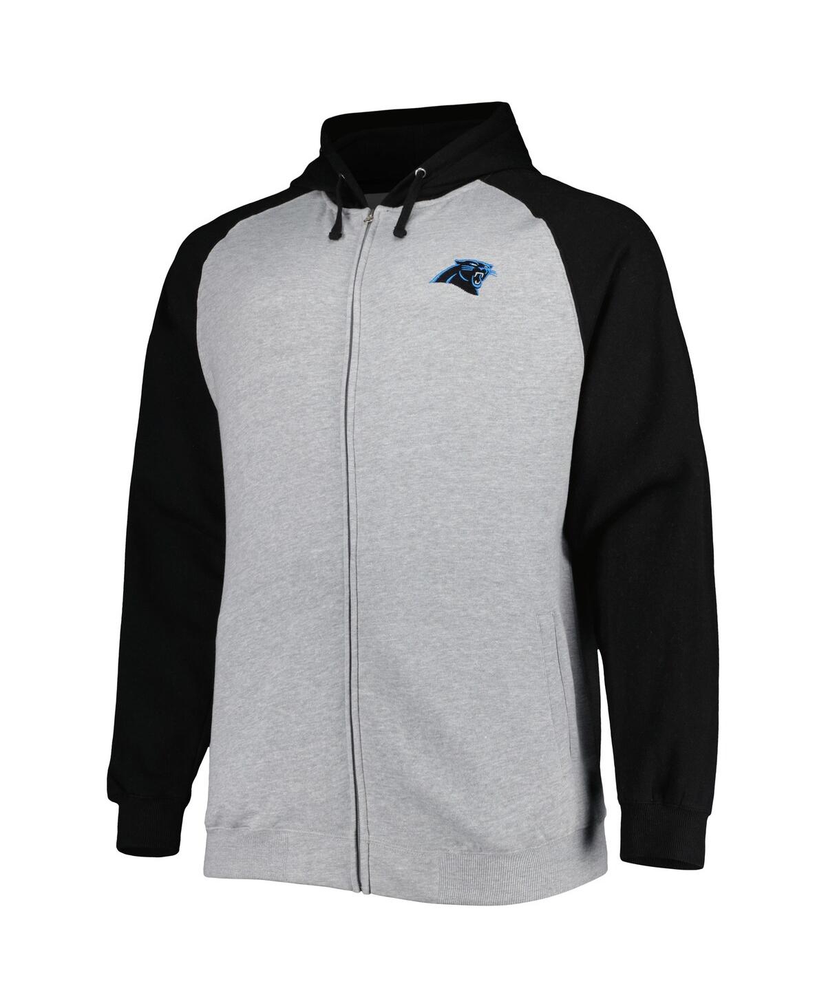 Fanatics Men'sCarolina Panthers Big Tall Fleece Raglan Full-Zip Hoodie Jacket - Heather Gray