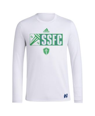 Men's White Seattle Sounders FC 2024 Jersey Hook AEROREADY Long Sleeve T-Shirt